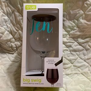 TRUE Brand Whole wine bottle wine glass. Personalized “Jen”.